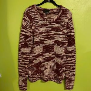 Cynthia Rowley Maroon & White Marled Sweater Size XL